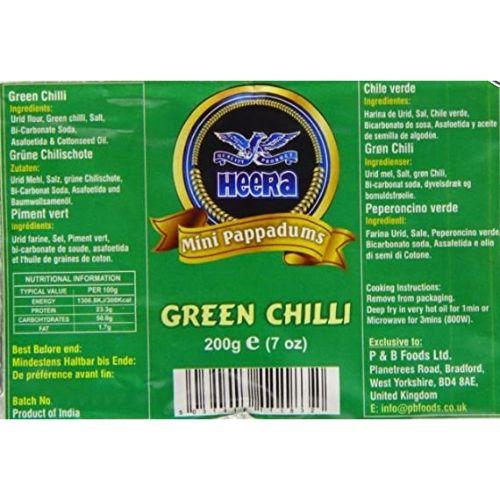 Heera Mini Papad - Green Chilli (200g) - Indian Ginger