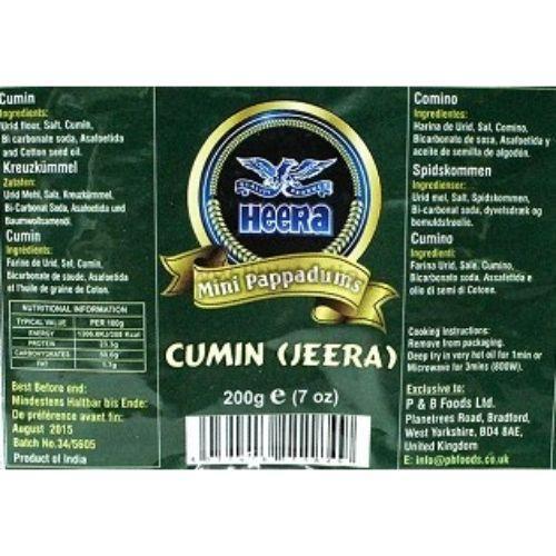 Heera Mini Papad - Cumin (Jeera) (200g) - Indian Ginger