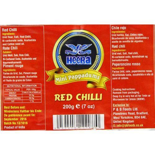Heera Mini Papad - Red Chilli (200g) - Indian Ginger