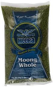 Heera Moong Dal Whole (Mung Beans) - With Skin (2kg) - Indian Ginger